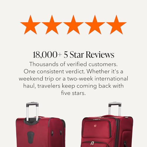SWISSGEAR Sion Softside Expandable Spinner Luggage Durable Lightweight Travel Suitcase, Burgundy, Checked-Large