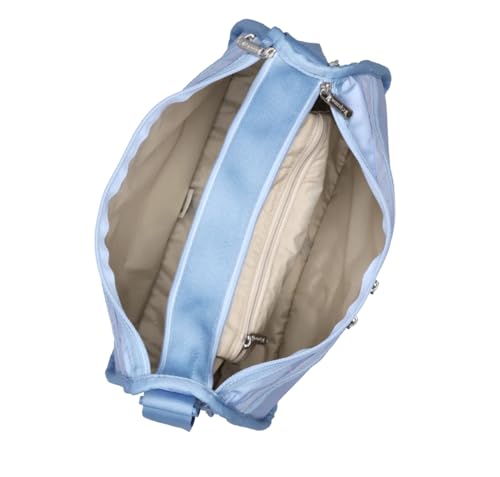 LeSportsac Blue Iris Deluxe Everyday Crossbody Bag + Cosmetic Bag, Style 7507/Color R133, Fashion Trending Cool Coastal Sky French Blue, Tranquil New Neutral, Subtle Sheen, Recycled Collection