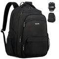 Hanke College Laptop Backpack Multi-Pocket, 18-Inch Large Travel Backpack for Men Women, Water Resistant College Bookbag for 15.6 Inch Laptop, Casual Daily Personal Item Size Airline Approved,Black