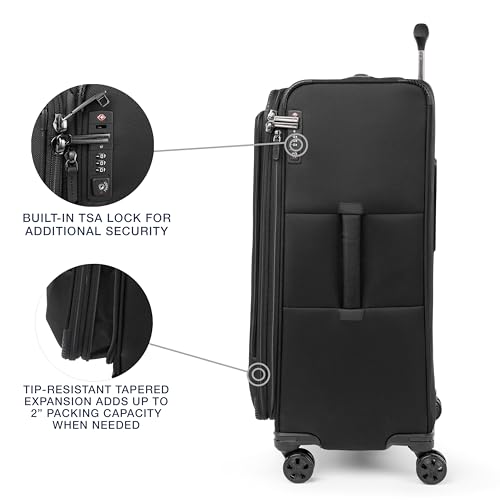 Travelpro Crew Classic Lightweight Softside Expandable Checked Luggage, 8 Wheel Spinner Suitcase, TSA Lock, Men and Women, Checked Large 29-Inch, Black