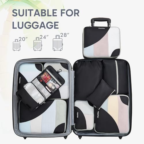 ALL INCLUDED 10 Set Durable Packing Cubes for Suitcases,OlarHike Essentials for Travel,UPGRADED Anti-Tear Stitching, NEW Improved Luggage Packing Organizers for Travel Accessories (Black)