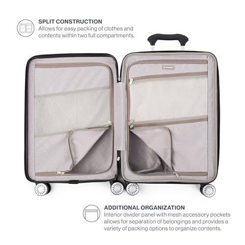 Travelpro Pathways 3 Hardside Expandable Luggage, 8 Spinner Wheels, Lightweight Hard Shell Suitcase, 3 Piece Set (21/25/28), Black Knight