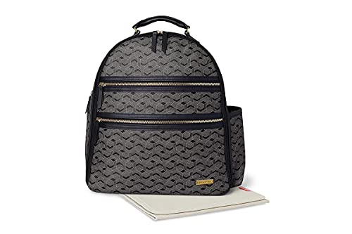 Skip Hop Greenwich Easy Access Diaper Bag Backpack with Changing Pad and Stroller Straps, Deco Saffiano
