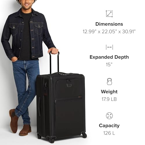 TUMI - Alpha X-Large Dual Access Expandable 4-Wheeled Checked Luggage - Zipper Expansion - Durable Ballistic Nylon - Extra Large Capacity Suitcase with TSA Lock - Dark Black
