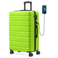 AnyZip Suitcase Hardside PC ABS Lightweight USB Luggage with Wheels TSA Lock Checked-Large 28 Inch AppleGreen