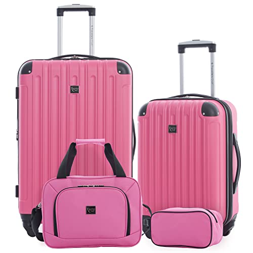 Travelers Club Midtown Hardside 4-Piece Luggage Travel Set, Bubble Gum
