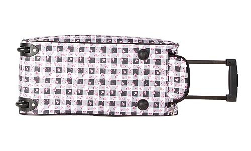 Betsey Johnson Designer Carry On Luggage Collection - Lightweight Pattern 22 Inch Duffel Bag- Weekender Overnight Business Travel Suitcase with 2- Rolling Spinner Wheels (Gingham Roses)