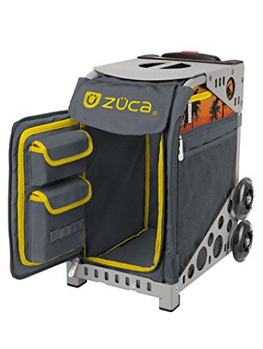 ZUCA "Palm Tree Island Tropical Sunset Sport Insert Bag and Frame with Built-in Seat (Choose Your Color) (Gray w. Flashing Wheels)