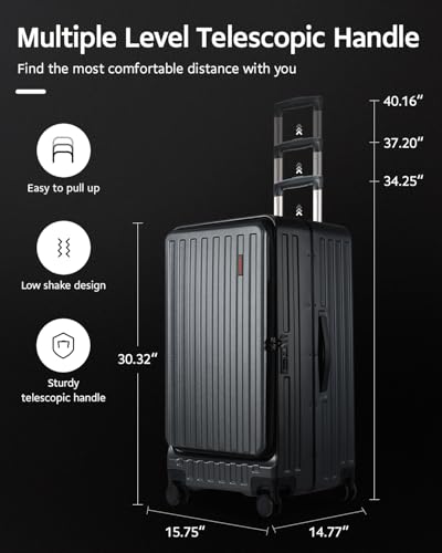 CENSIEN 29 Inc Checked Luggage, Trunk Luggage with Spinner Wheels, Lightweight ABS+PC Hard Shell Large Suitcase with Aluminum Frame, Top Opening, TSA Lock (Dark Black, 1PC)