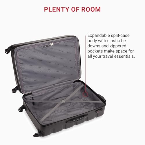 SwissGear 7366 Signature Hardside Expandable Luggage with Spinner Wheels, TSA Lock, Black, Checked-Large 27-Inch