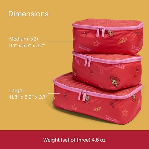 Away Toy Story 5 Kids Packing Cubes Set of 3 - Lightweight Space-Saving Packing Cubes for Carry-On Luggage - Medium and Wide Sizes - Jessie Red
