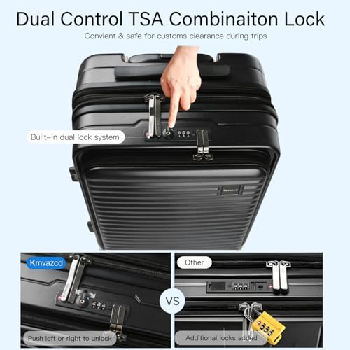 Kmvazcd Carry On Luggage Airline Approved, 20 Inch Expandable PC Hardside Lightweight Suitcases with Spinner Wheels and TSA Lock