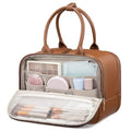 LOVEVOOK Travel Toiletry Bag for women, Leather Large Wide-open Makeup Bag, Waterproof Cosmetic Bag Organizer for Shower, Traveling, Toiletries, Bathroom