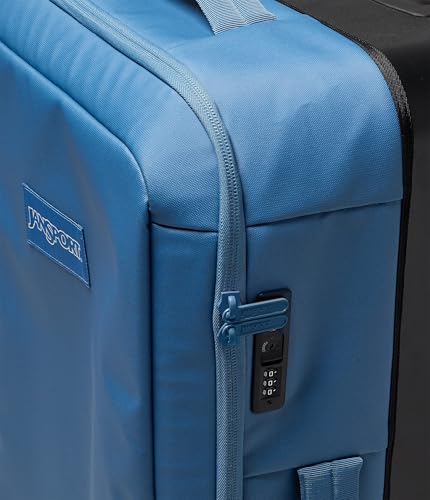 Jansport Good Latitude 95L Rolling Duffel Bag - Checked Bag, Heavy Duty Travel Suitcase with Wheels, TSA Lock & Polycarbonate Hard Shell Bottom, Elemental Blue