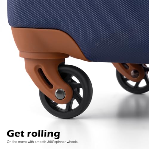 Coolife Luggage 3 Piece Set, Lightweight Durable Hardshell Suitcase set with 360° Spinner Wheels, TSA-approved Lock, Checked Family Travel Luggage sets, 20/24/28 Inch, Apricot Navy