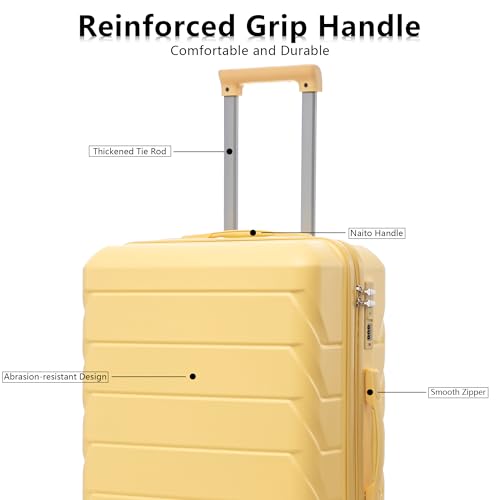 3 Luggage Sets, ABS Hardshell Suitcase Spinner Wheels Durable Lightweight