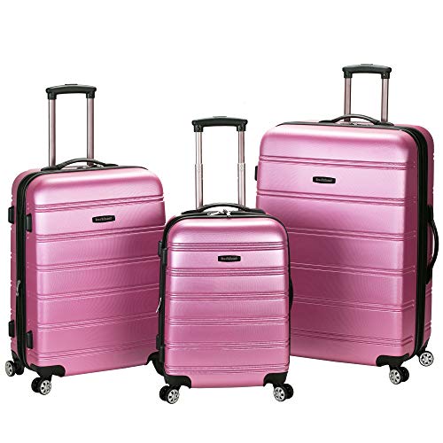 Rockland Melbourne Hardside 3 Piece Expandable Spinner Wheel Luggage Set, (20"/24"/28"), Pink