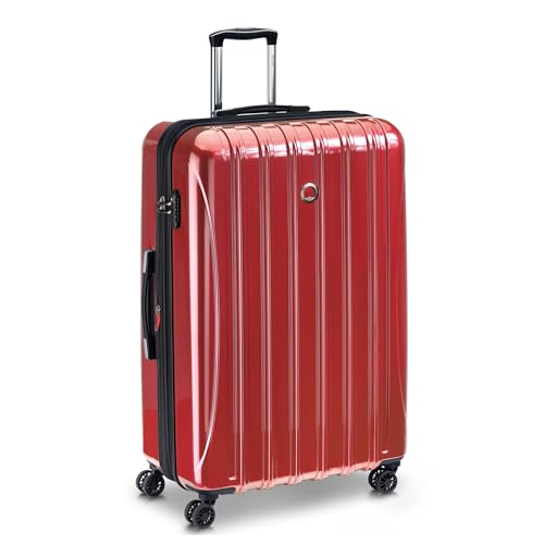 DELSEY PARIS Helium Aero Hardside Expandable Luggage with Spinner Wheels, Brick Red, Checked-Large 28 Inch