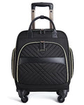 LIGHT FLIGHT Rolling Laptop Bag Women Men Rolling Briefcase 15.6 Inch Computer Bag with Spinner Wheels, Water-resistant Roller for Carry on Business Travel, Quilted Black
