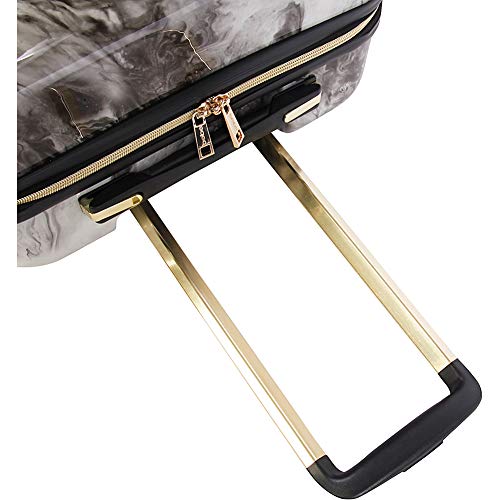 BEBE Teresa 3pc Spinner Suitcase Set Luggage Set, Black Marble