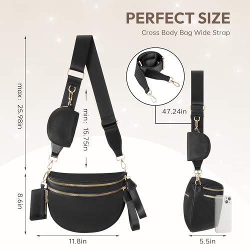 Cross Body Bag for Women Bum Bag Checkered Belt Bags Fanny Packs for Girls Travel Purse Fashion Waist Packs Crossbody Nylon Purse Trendy Shoulder Bags for Womens