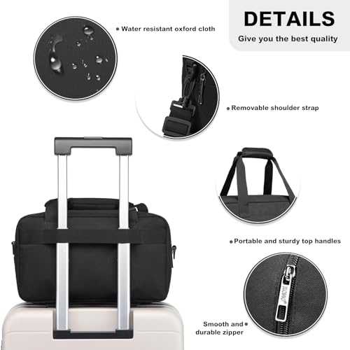 Kono Travel Duffel 20L Under Seat Carry-On Sports Tote Gym Weekender Overnight Bag - 15.75"x9.84"x7.87" Black