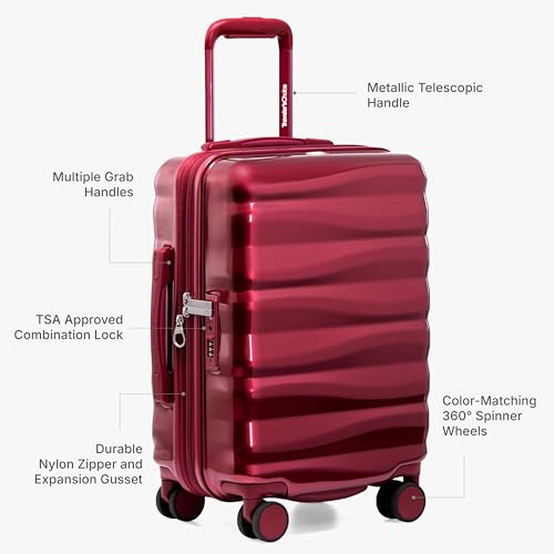 Traveler's Choice Edinburgh II Hardside Spinner Luggage, TSA Lock, Red, 21" Carry-on