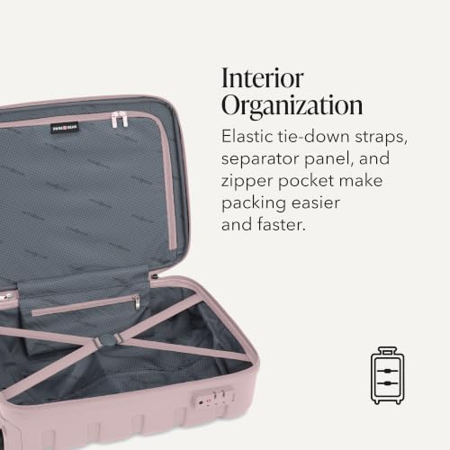 SwissGear 7366 Signature Hardside Expandable Luggage with Spinner Wheels, TSA Lock, Cup-Holder, Pink, 2-Piece Set (19/27)