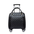 feilario 18in Leather Softside Underseat Carry on Suitcases Expandable Spinner Wheels Travel Luggage