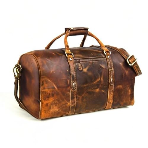 Aaron Leather Goods – Full Grain Leather Duffel Bags for Travel, Weekend, Overnight, and Sports Gym | Stylish Bags for Men and Women.