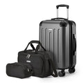Amazon Basics 3-Piece Luggage Set with Spinner Wheels, Including 22" Expandable Hardside Carry-On Suitcase, 15-inch Tote Bag, and 10-inch Compact Travel Bag, Black