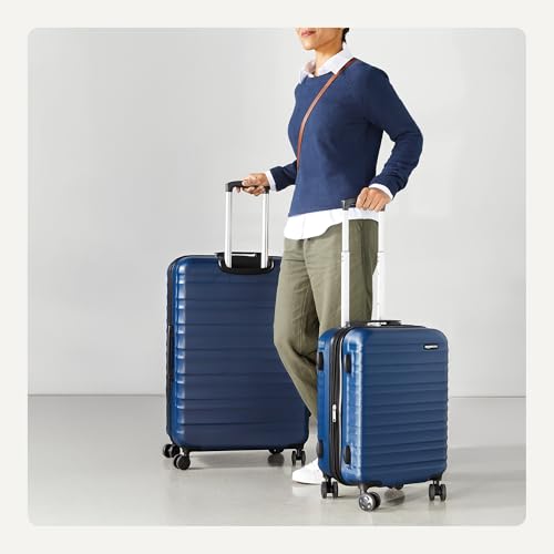 Amazon Basics 2-Piece Hardside Luggage Set (21", 30"), Expandable, Scratch-Resistant Finish, Telescoping Handle, Four Multi-directional Wheels, Navy Blue