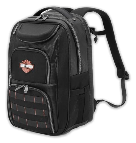 Harley-Davidson Storm 3D Rubber Bar & Shield Logo Rugged Backpack, Black