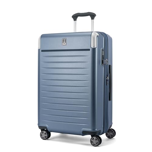 Travelpro Platinum Elite Hardside Expandable Spinner Wheel Luggage TSA Lock Hard Shell Polycarbonate Suitcase, Dark Sky Blue, Checked-Medium 25-Inch