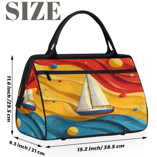 TropicalLife Nautica Sailboat Weekender Bags for Women Men, Travel Duffel Bag Waterproof Carry On Overnight Luggage Bag for Traveling, Airplanes, Yoga
