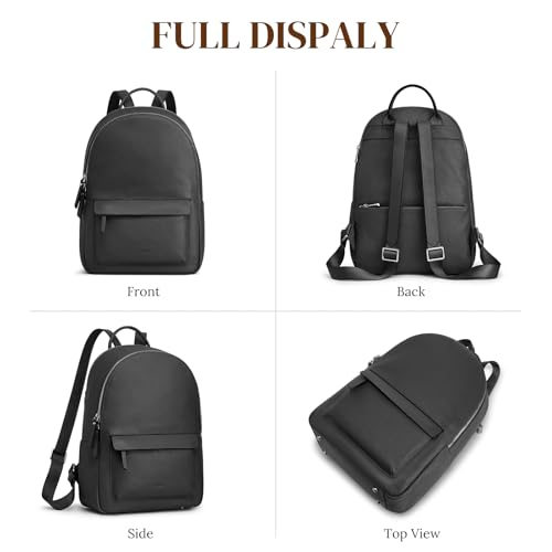 S-ZONE Genuine Leather Backpack Purse for Women Travel Backpack Classic Work Shoulder Bag Business Daypack Adjustable Straps Medium