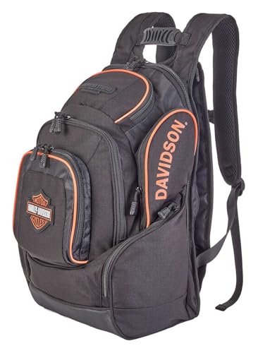 Harley-Davidson Bar & Shield Legend Rugged Polyester Backpack - Black/Orange