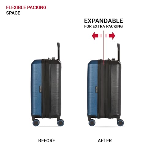 SwissGear Duet Hardside Expandable Luggage with Spinner Wheels, Navy/Black, 3-Piece Set (19/24/28)