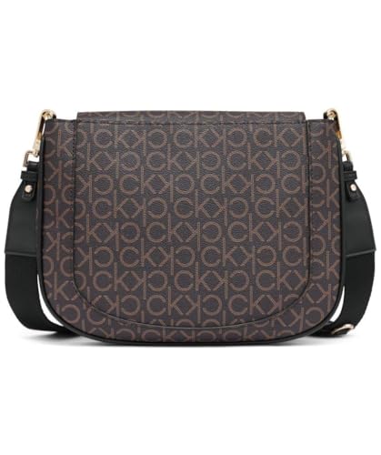 Calvin Klein Zulle Flap Organizational Messenger, Brown/Khaki/Black, One Size