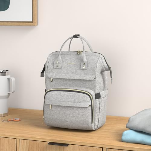 LOVEVOOK 17.3 Inch Laptop Backpack, Large Travel Backpack for Women, Water Resistant Teacher Backpack with Laptop Compartment, Professional Business Work bags with Charger, Austere Grey