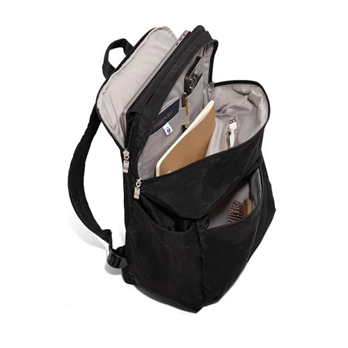 Baggallini Flap Laptop Backpack - 15"x11" Lightweight Work Travel Bag w/Luggage Sleeve & RFID