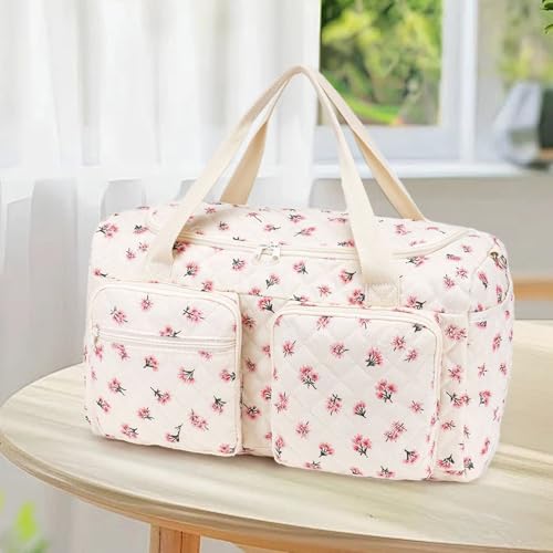 ALINUOYQ Quilted Diaper Bag Tote Cute Large Baby Bag for Mom, Hospital Bags for Labor Delivery, Weekender & Overnight Travel Duffel Bags for Women, Pañaleras para Bebe