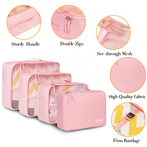 BAGAIL 8 Set Packing Cubes Luggage Packing Organizers for Travel Accessories-Blush Pink