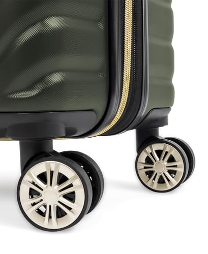 Kenneth Cole REACTION Madison Square Lightweight Hardside Chevron Expandable Spinner Luggage, Olive, 20-Inch Checked