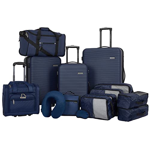 Travelers Club 14 Piece Riddock Luggage and Travel Accessories Set, Navy Blue