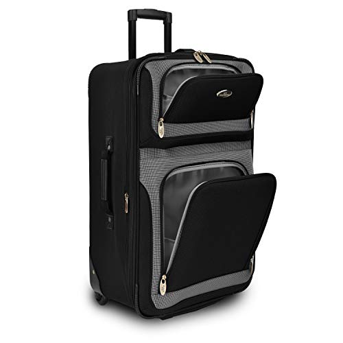 U.S. Traveler New Yorker Lightweight Expandable Rolling Luggage, Black, 4-Piece Set