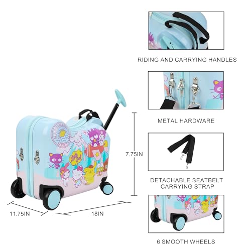 Bioworld Hello Kitty & Friends Ride-On 18" Suitcase For Kids & Toddlers