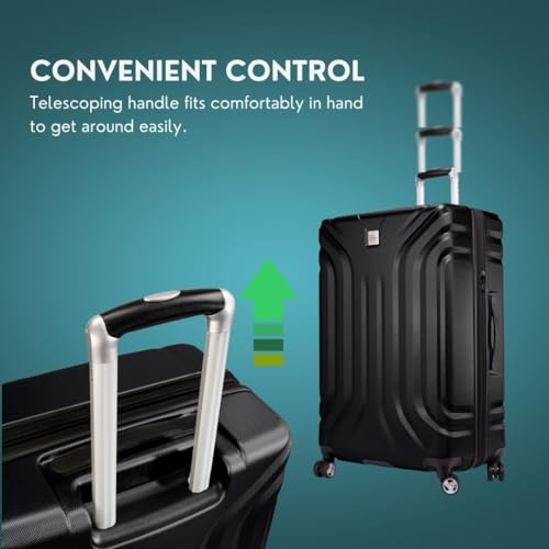 SKYWAY Nimbus 4.0 Hardside Spinner Luggage (Black, Checked-Large 28-Inch)