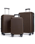 LIGHT FLIGHT Luggage Sets, Durable Hard Shell 3 Piece Set Suitcase with Spinner Wheels, Hardside Lightweight Luggage set with TSA Lock, Large Travel Luggage Set (20" 24" 28"),Coffee Brown