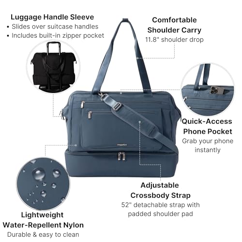 Modern Weekender - Lightweight 18"x15.7"x9.4" Duffel Carry-on Travel Bag for Women